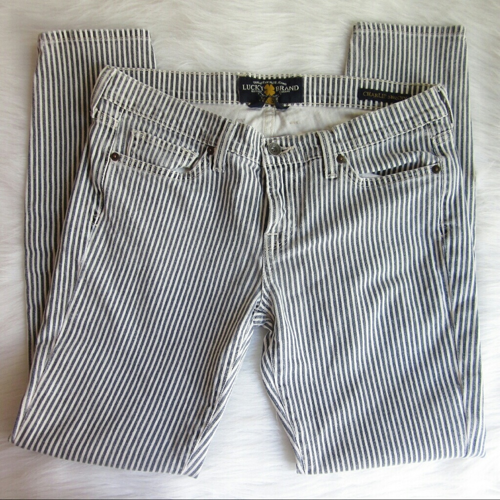 Lucky Brand Charlie Skinny Railroad stripe jean